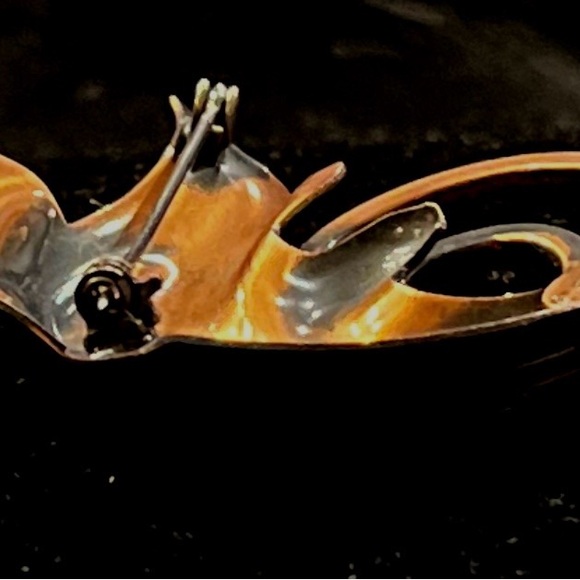 Vintage Signed Rame Gold-Tone, Copper Modernist Coil Leaf Brooch - Picture 4 of 5